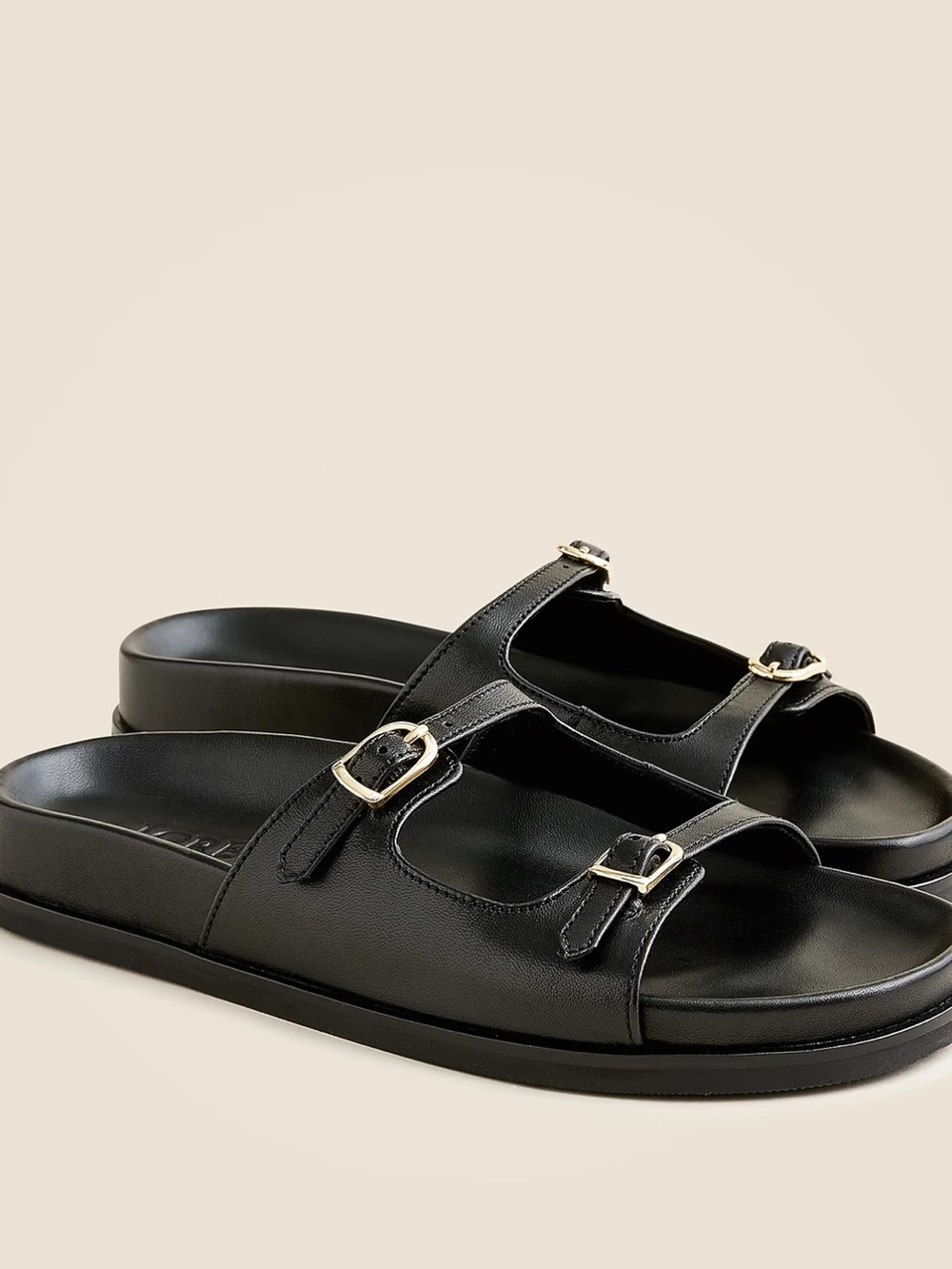 J. Crew Colbie Buckle Black Leather Sandals